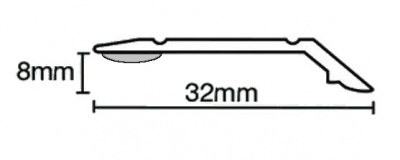 Zenith 289.9MGA Stick Down Sloping Edge 8mm Matt Gold (2.7m x 10 lengths)